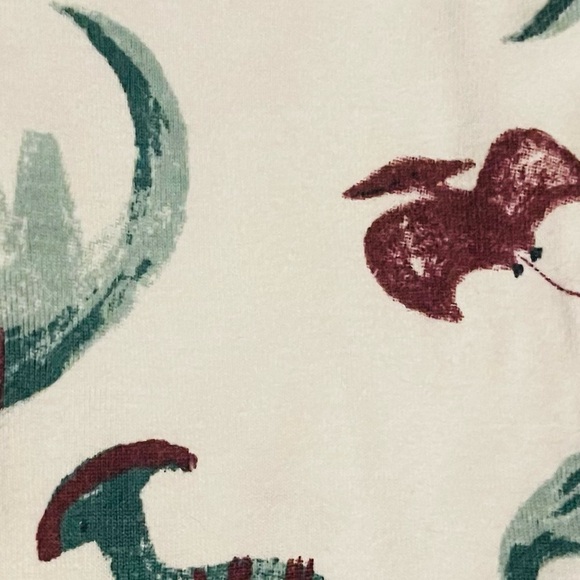 CARTERS Off-White & Green Footie Dino Print One Piece Sleeper. - Picture 4 of 5